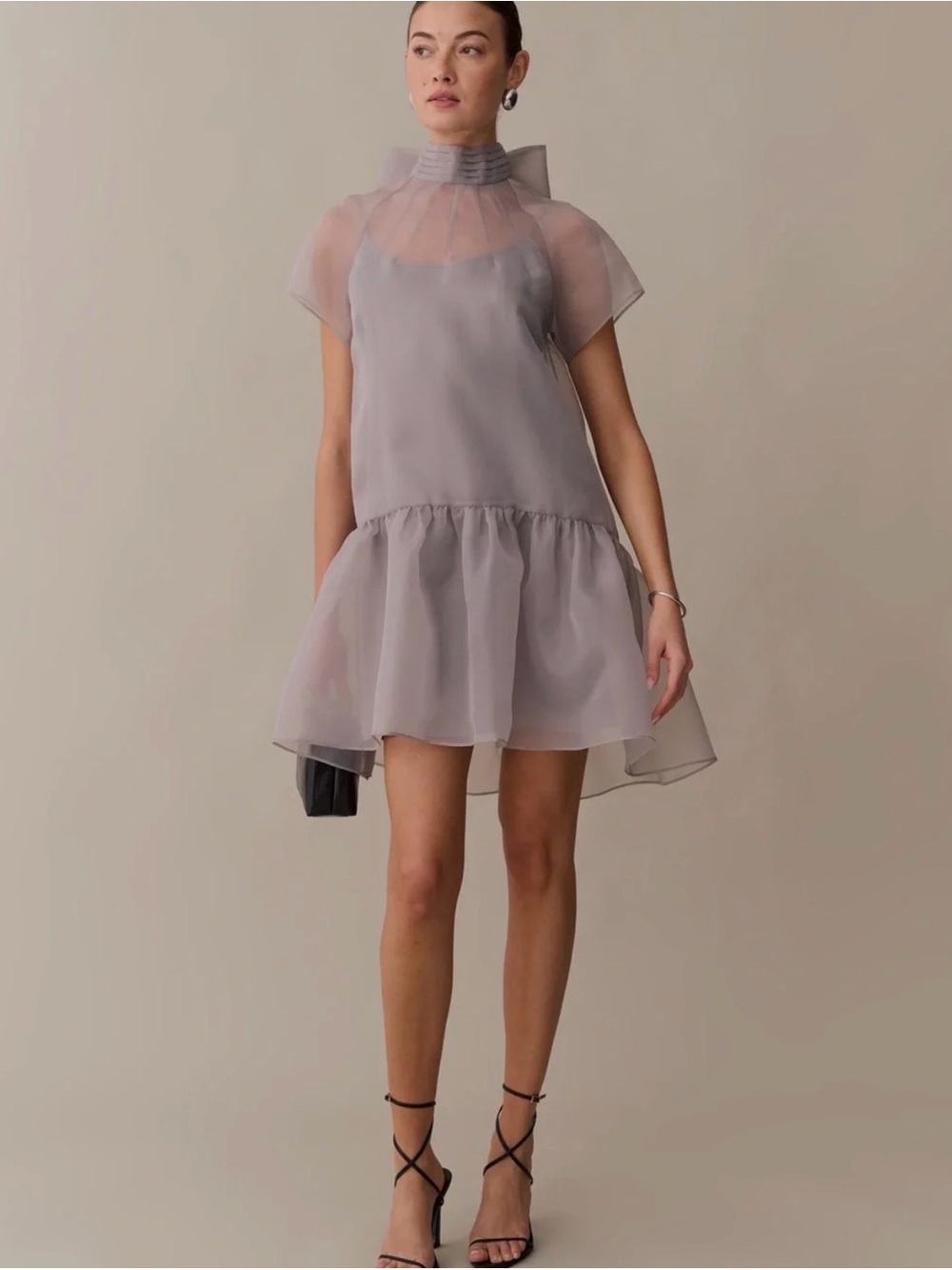 NWT o.p.t Joni Stone Organza Bow Mini Dress, Size XL